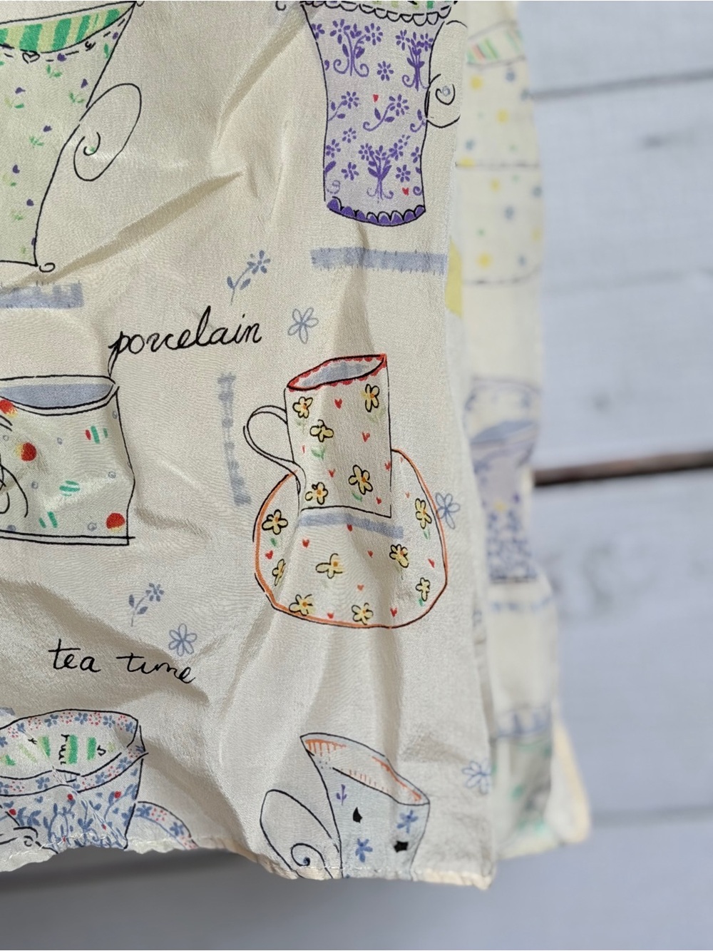 Porcelain Tea Time Print Scarf - Cream with Pastel Accents